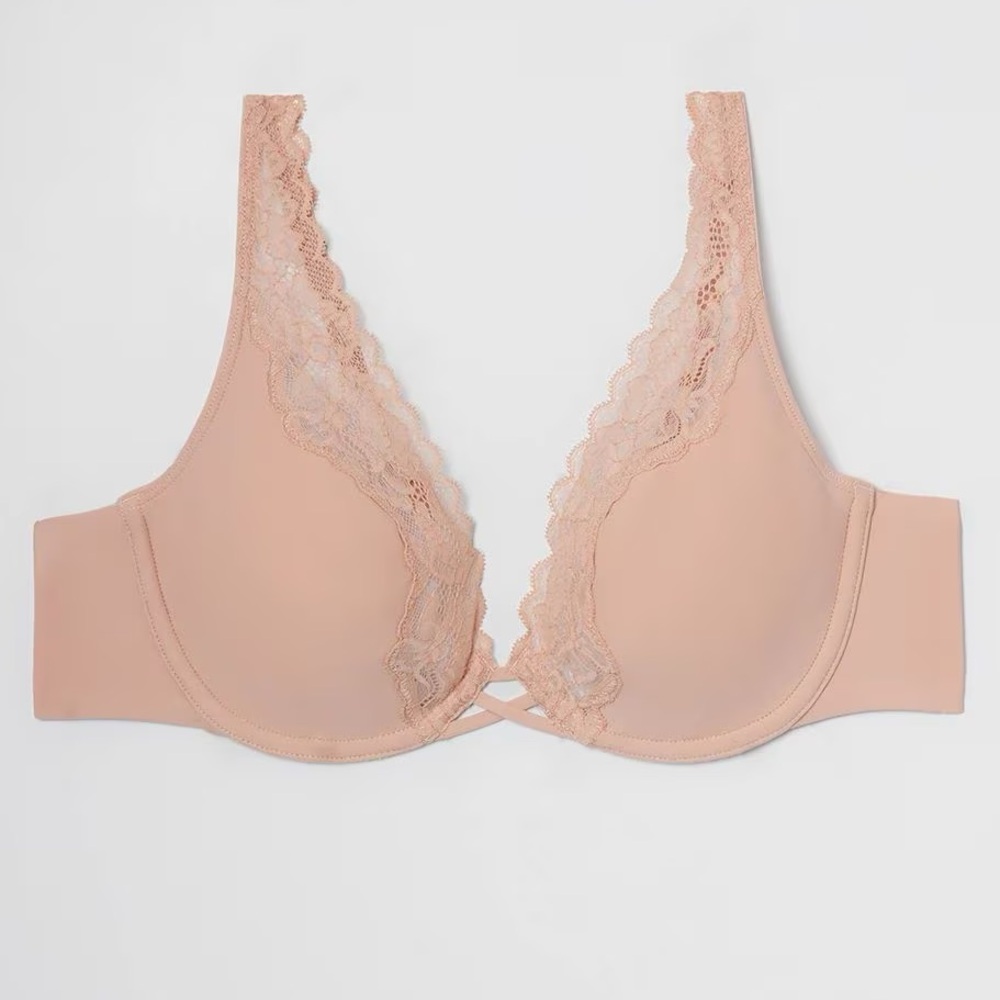 Soma Lace-Trim Plunge Bra - Blush